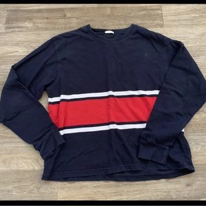 John Galt Striped Cropped Long Sleeve Top Womens Small Navy Brandy Melville